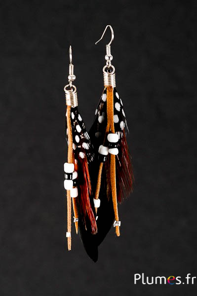 Boucles d'oreilles oie lame - longueur 10 cm - noir